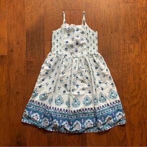 GAP Girls Blue Boho Floral Smocked Cotton Dress | Size XL
